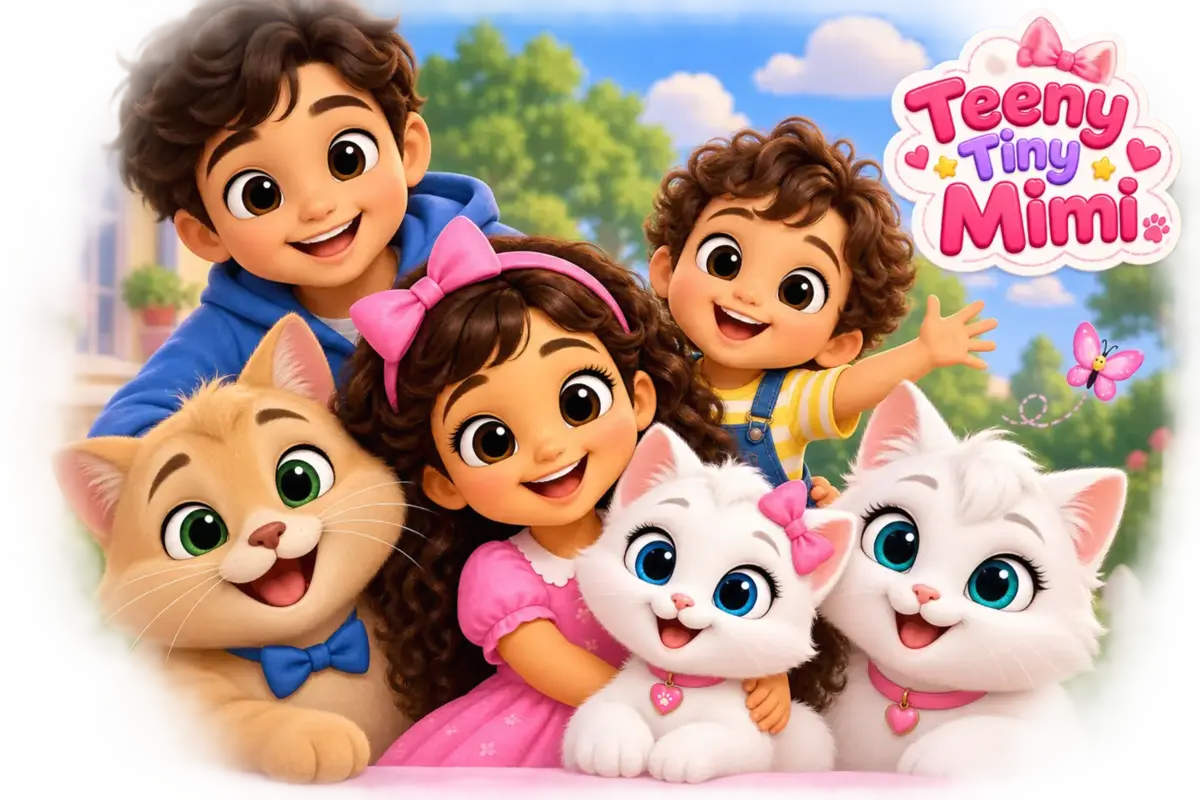 Yahya, Arwa and Essa in the garden with Dodo, Mimi and Moizza